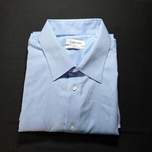 Calvin Klein Mens Steel+ Regular Fit Stretch Wrinkle Free Dress Shirt Blue